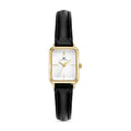 Relogio Feminino Retangular Octavia Couro Preto F. Preto Dourada 23mm
