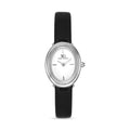 Relogio Feminino Oval Versailles Pulseira Couro Preto Cx Prata