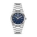 Relogio Masculino Quadrado Hudson Date Prata com Fundo Azul