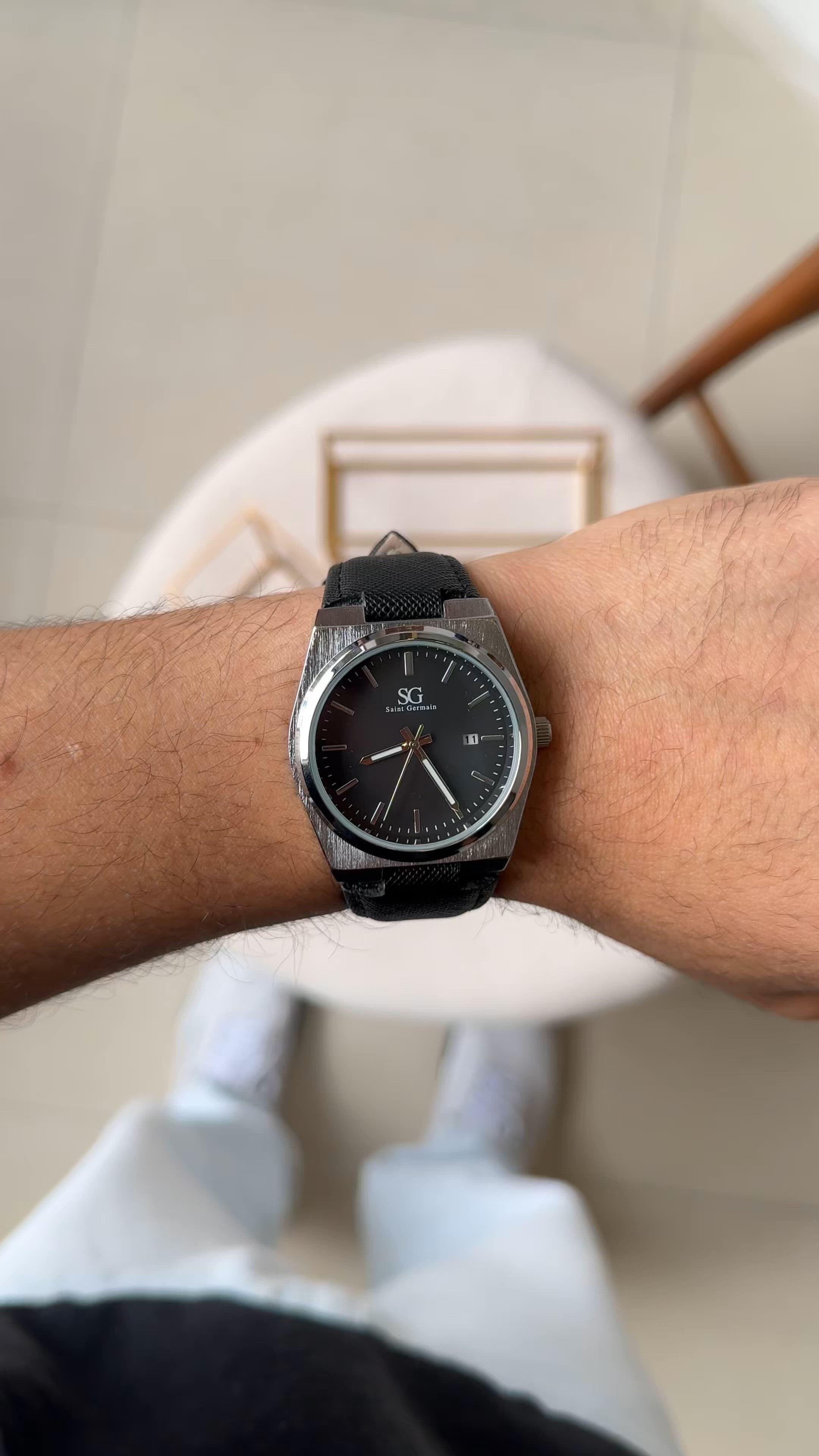 Relogio Masculino Quadrado Hudson Date Caixa Prata Pulseira Preta