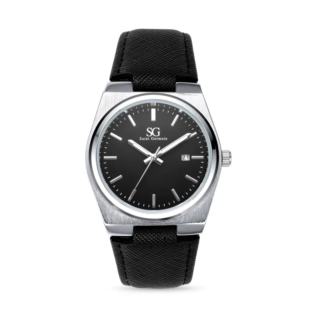 Relogio Masculino Quadrado Hudson Date Caixa Prata Pulseira Preta