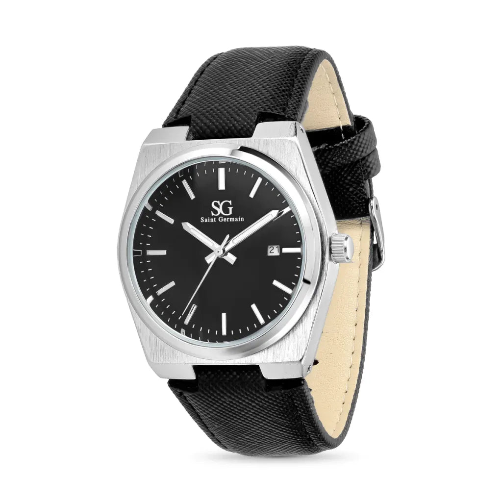 Relogio Masculino Quadrado Hudson Date Caixa Prata Pulseira Preta