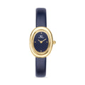 Relogio Feminino Oval Vintage Louvre Azul com Caixa Dourada