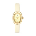 Relogio Feminino Oval Vintage Louvre Bege Caixa Dourada