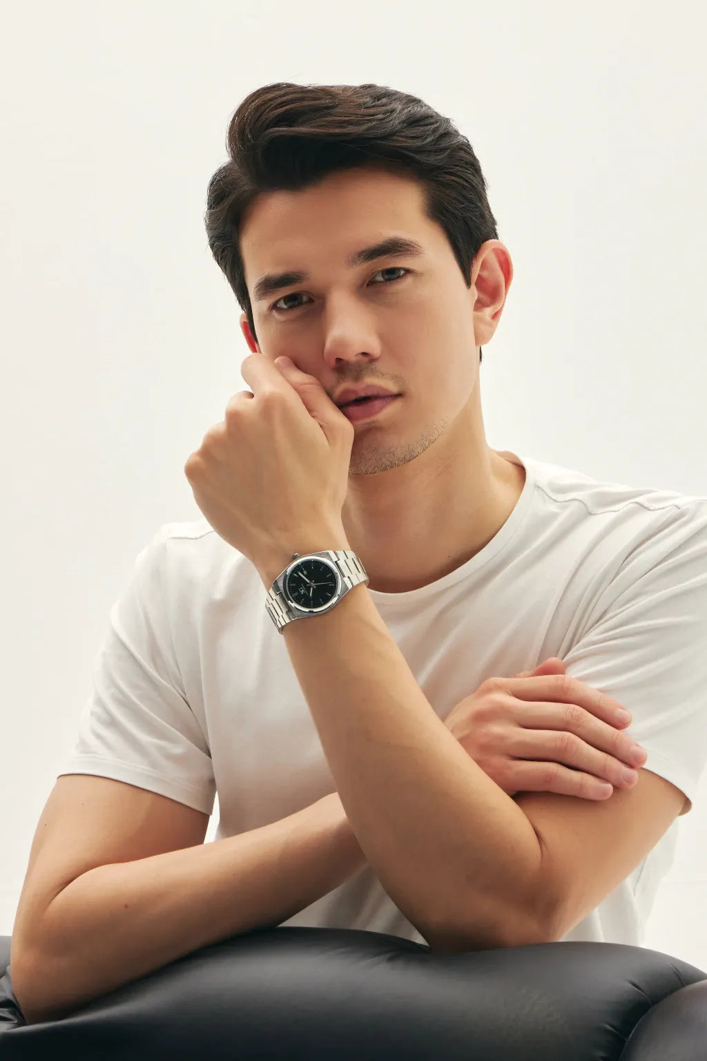 Relogio Masculino Quadrado Hudson Date Prata com Fundo Preto
