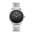 Relogio Masculino Redondo Vermont Pulseira Prata Fundo Preto
