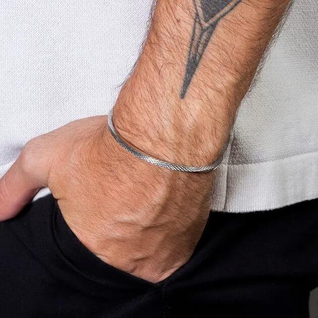 Pulseira Aco Bracelete Noire Niquel U Prata