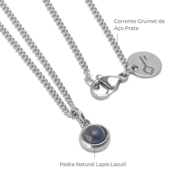Colar Aco Kromo Lapis Blue Niquel