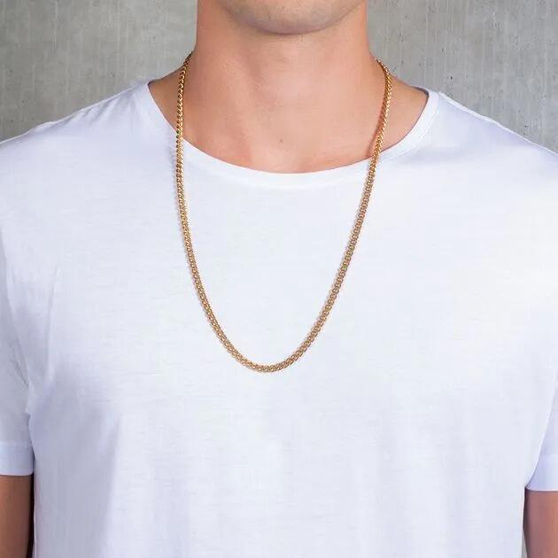 Colar Aco Corrente Curb 5mm Dourado