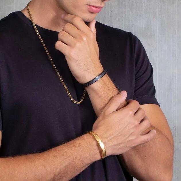 Colar Aco Corrente Curb 5mm Dourado
