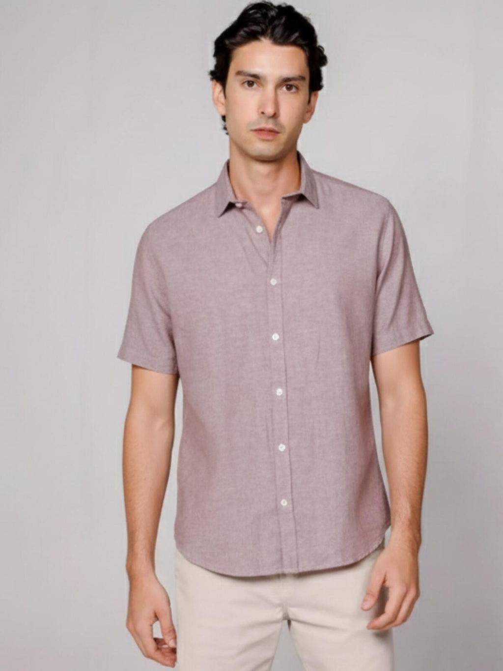 Camisa de Botão MC Linho Pienza Capucc