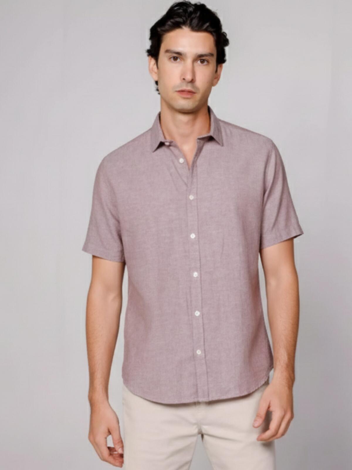 Camisa de Botão MC Linho Pienza Capucc