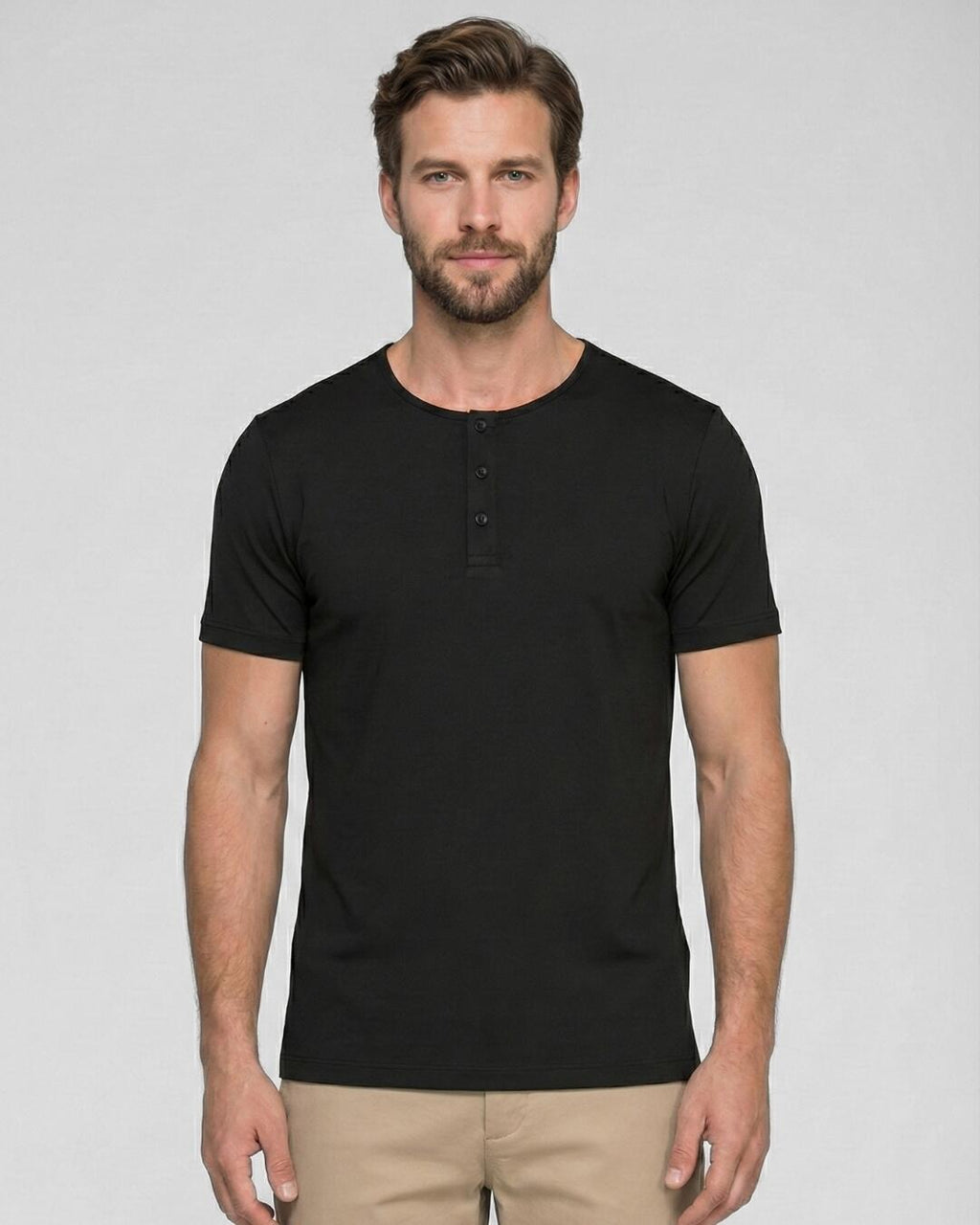 Camiseta Henley Black