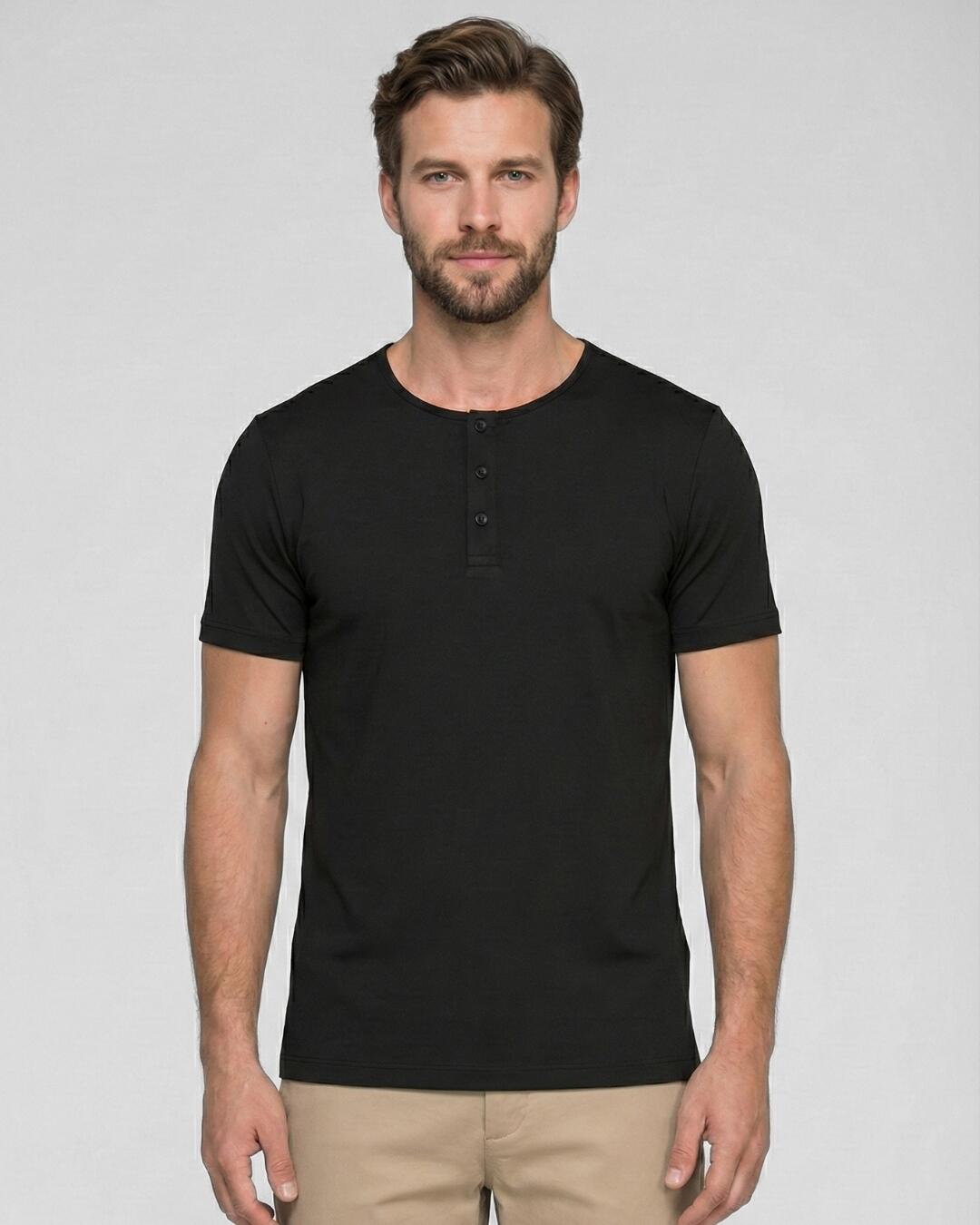 Camiseta Henley Black