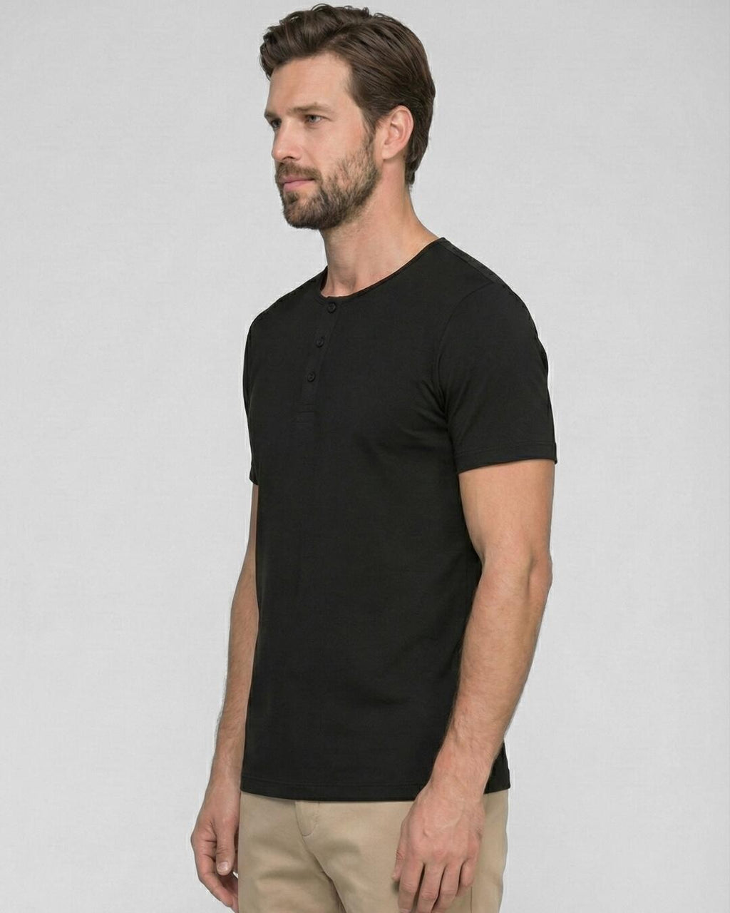 Camiseta Henley Black