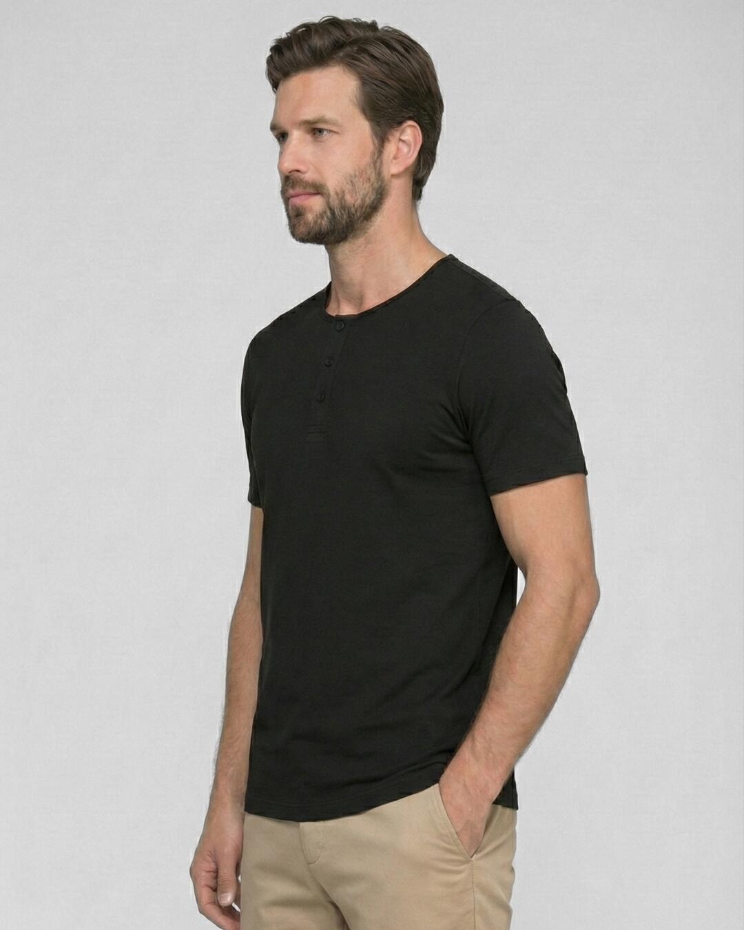 Camiseta Henley Black