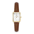 Relogio Feminino Retangular Octavia Couro Marrom e Caixa Dourada