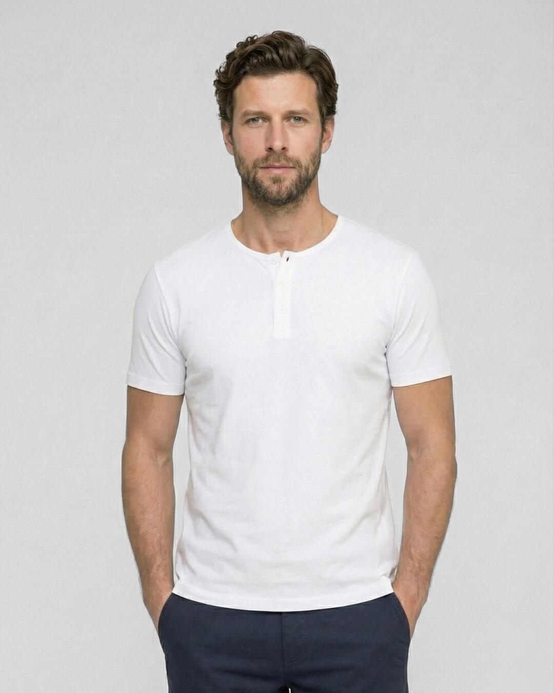 Camiseta Henley Branc