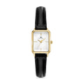 Relogio Feminino Retangular Octavia Couro Preto e Caixa Dourada 19mm
