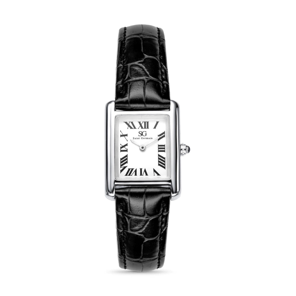 Relogio Quadrado Pulseira de Couro Square Romain Croco Murray Hill