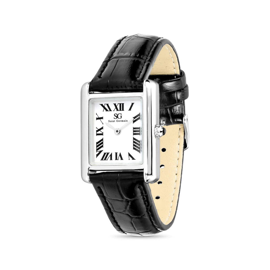 Relogio Quadrado Pulseira de Couro Square Romain Croco Murray Hill