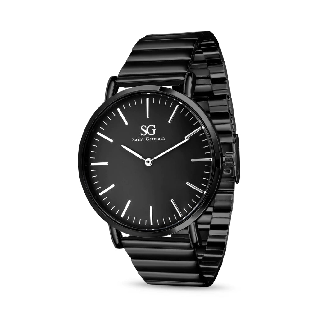 Relogio Masculino Preto Houston Piano com Fundo Preto Metal Preto