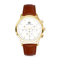 Relogio Masculino Chrono Bronx Pulseira de Couro Marrom Caixa Dourada