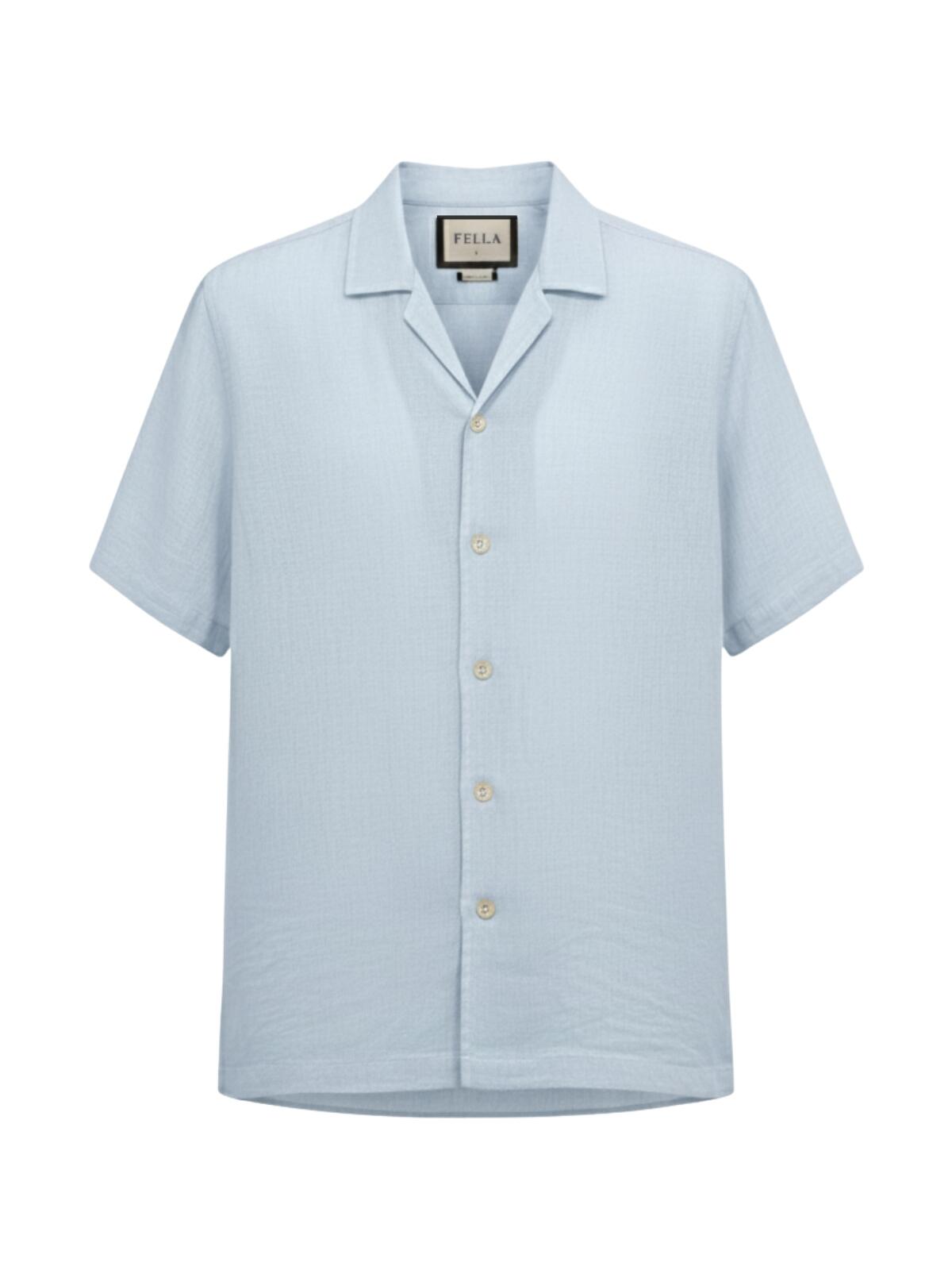 Camisa de Botão MC Cubana Puro Linho Mykonos