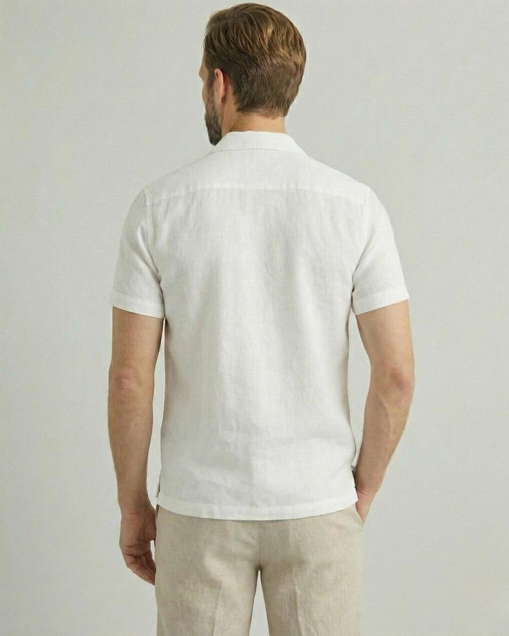 Camisa de Botão MC Cubana Puro Linho Ivory