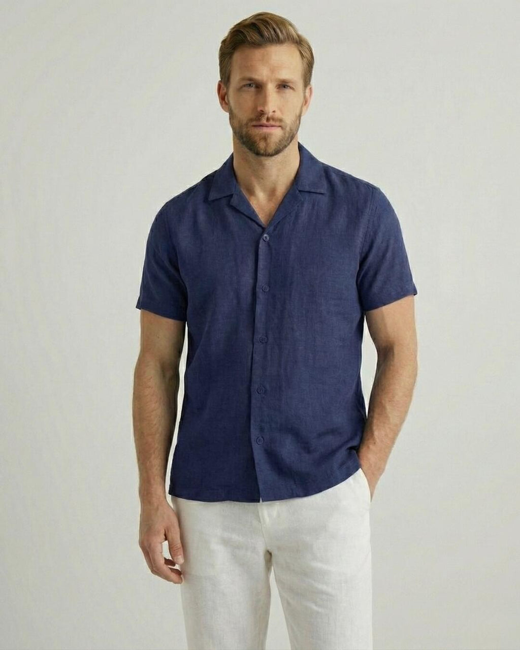 Camisa de Botão MC Cubana Puro Linho Santori