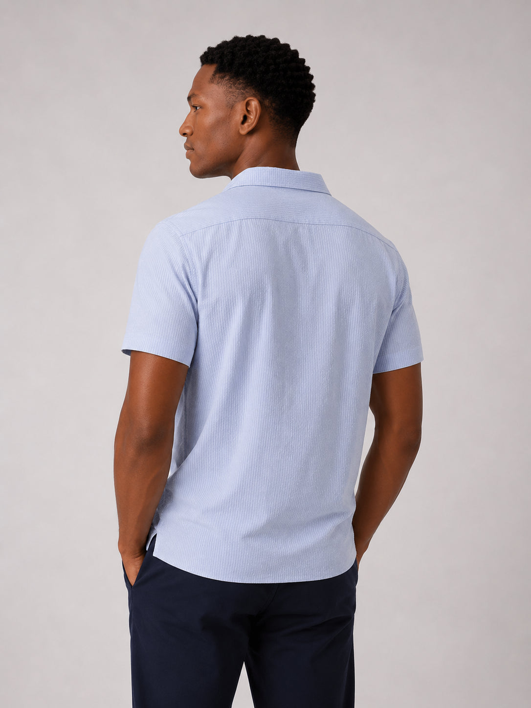 Camisa de Botão MC Brezza Azul