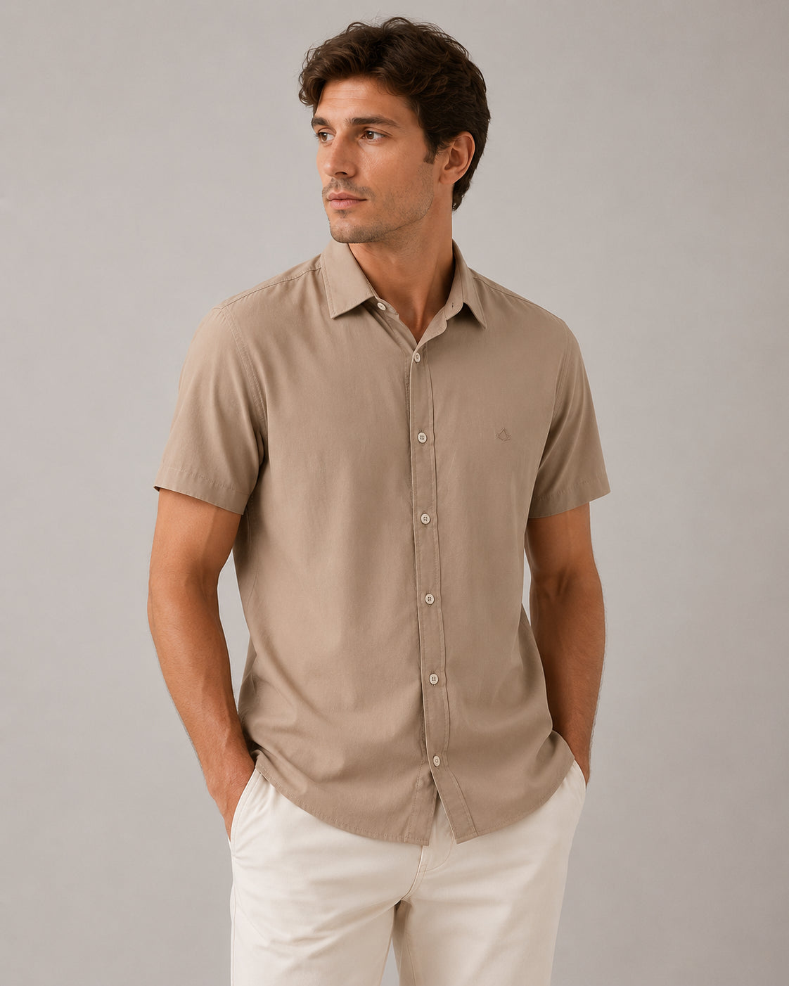 Camisa de Botão MC Viscose Modena Dune
