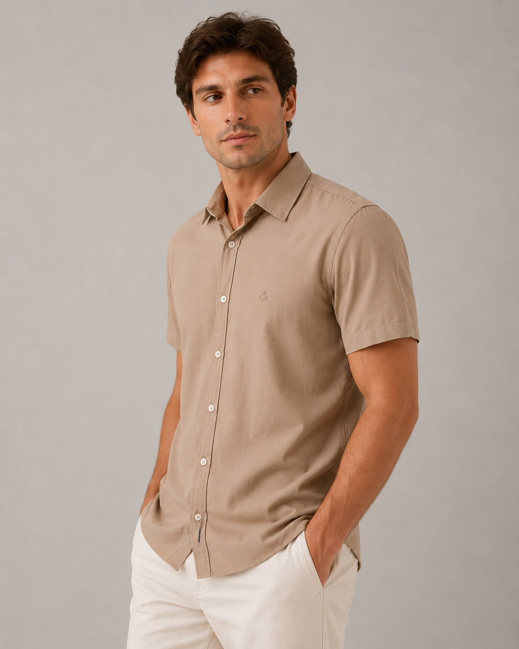 Camisa de Botão MC Viscose Modena Dune