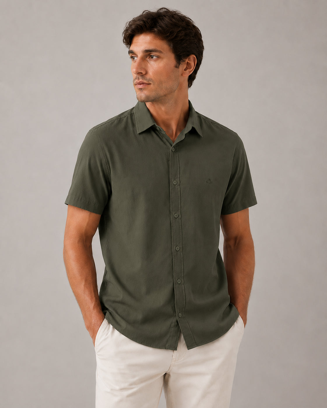 Camisa de Botão MC Viscose Modena Fern