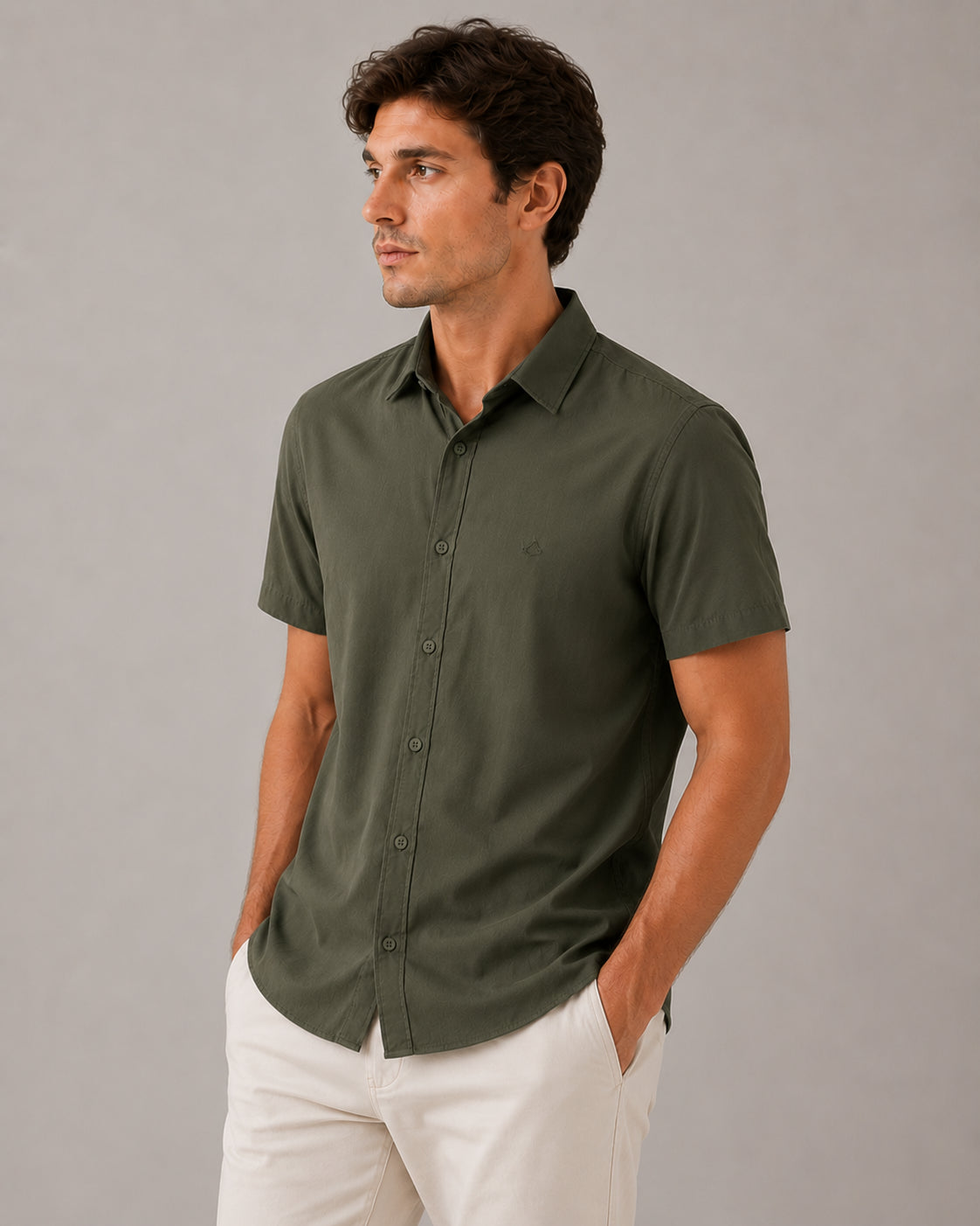 Camisa de Botão MC Viscose Modena Fern