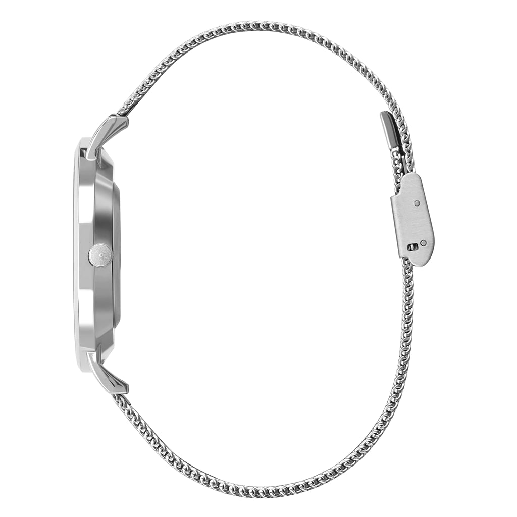 Relógio Minimalista Pulseira Prata Harlem Black Silver 40mm