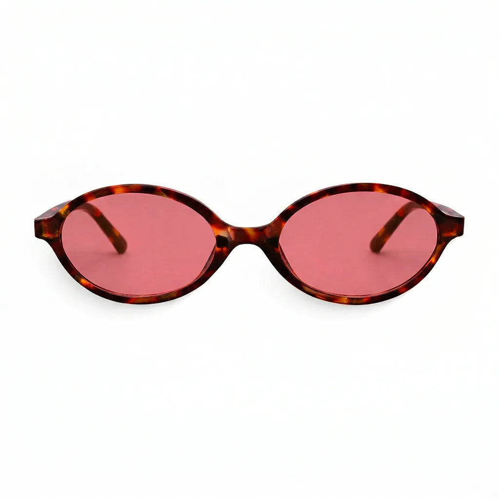 Óculos de Sol Oval Siena Tortoise Clássico com Lente Rosa