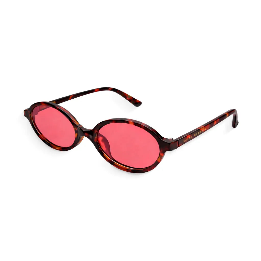 Óculos de Sol Oval Siena Tortoise Clássico com Lente Rosa
