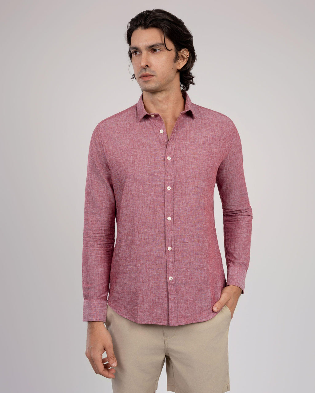Camisa de Botão ML Linho Pienza Bordô