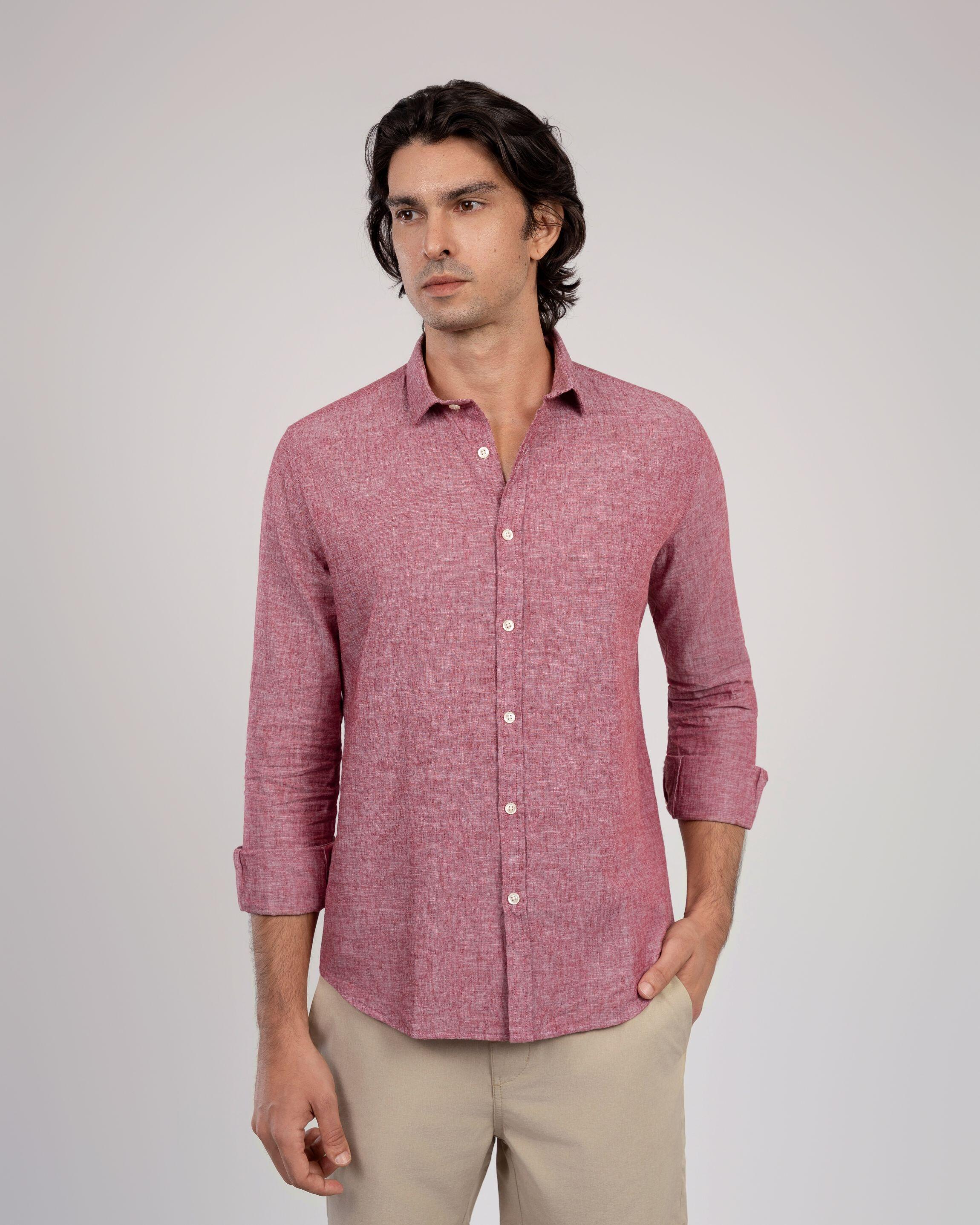 Camisa de Botão ML Linho Pienza Bordô