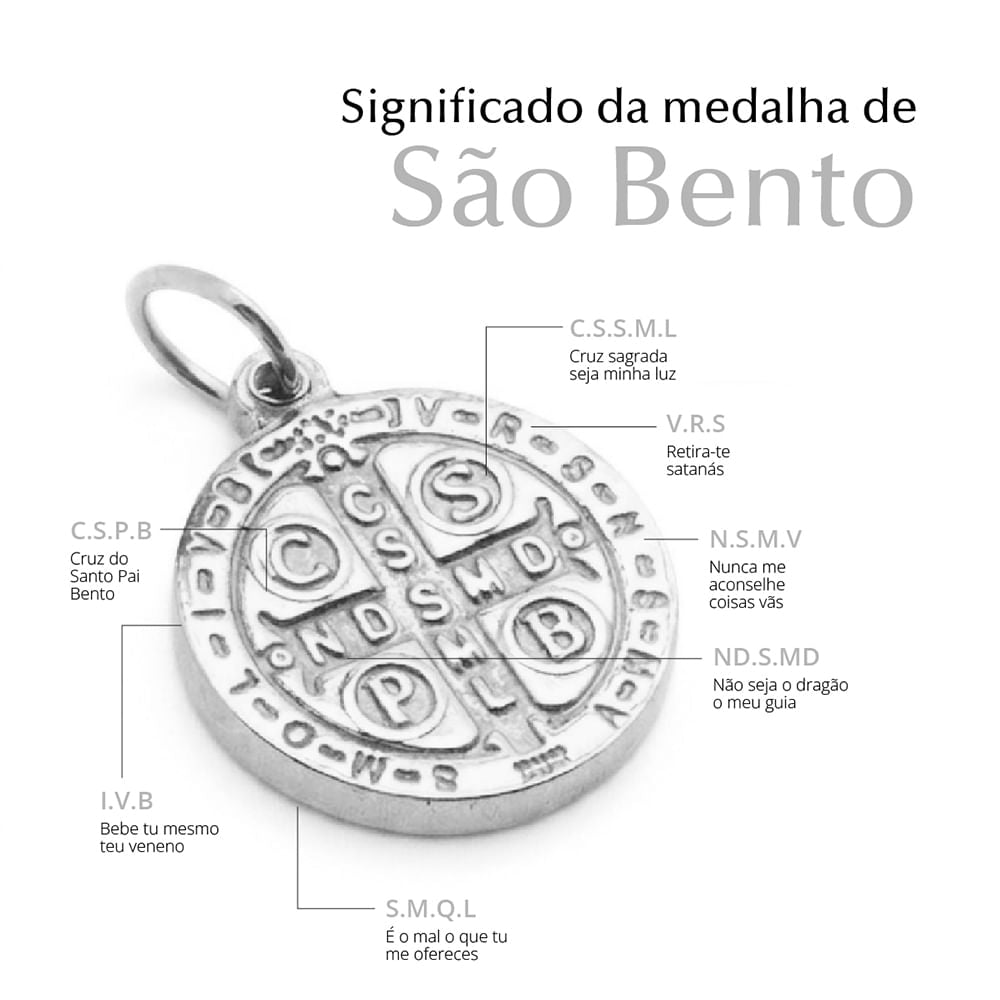 Pingente São Bento Pequeno de Prata 925