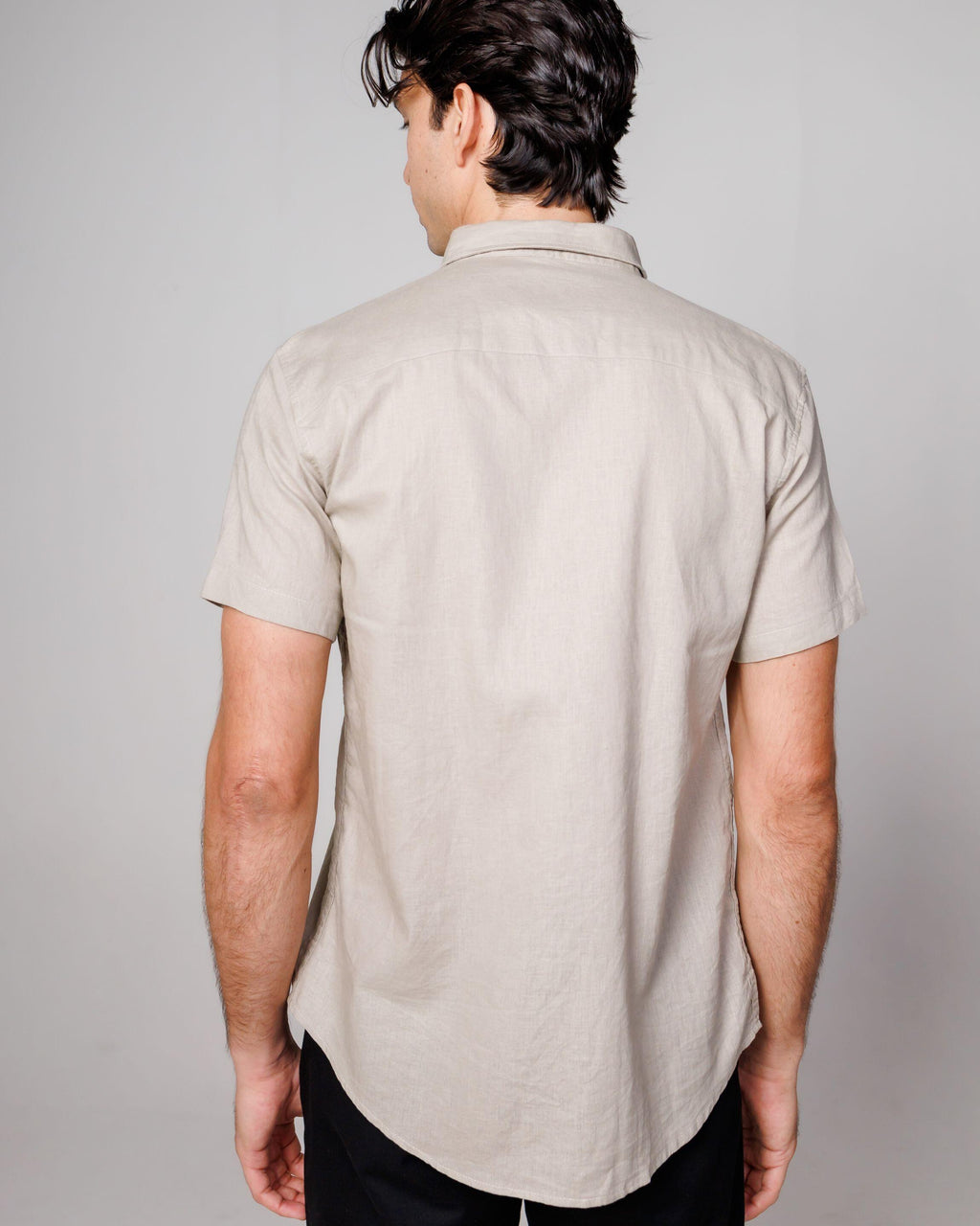 Camisa de Botão MC Linho Cambraia Bege