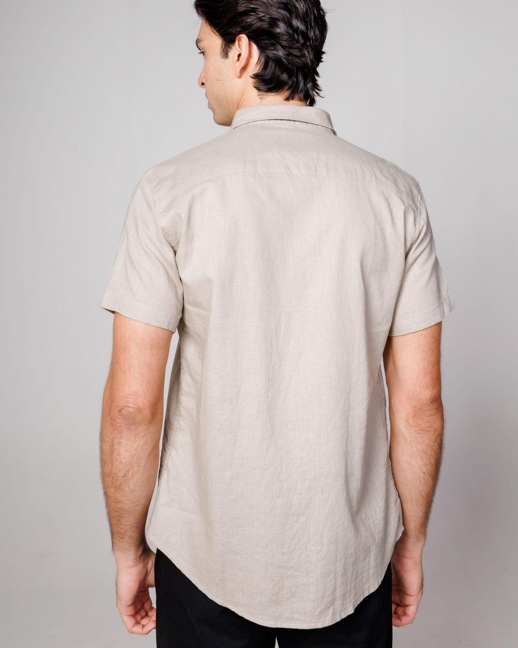 Camisa de Botão MC Linho Cambraia Bege