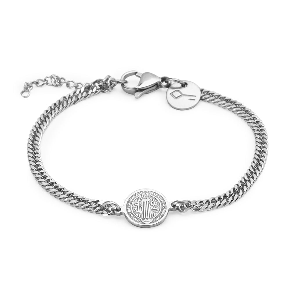 Pulseira Aco Corrente Amuleto Niquel