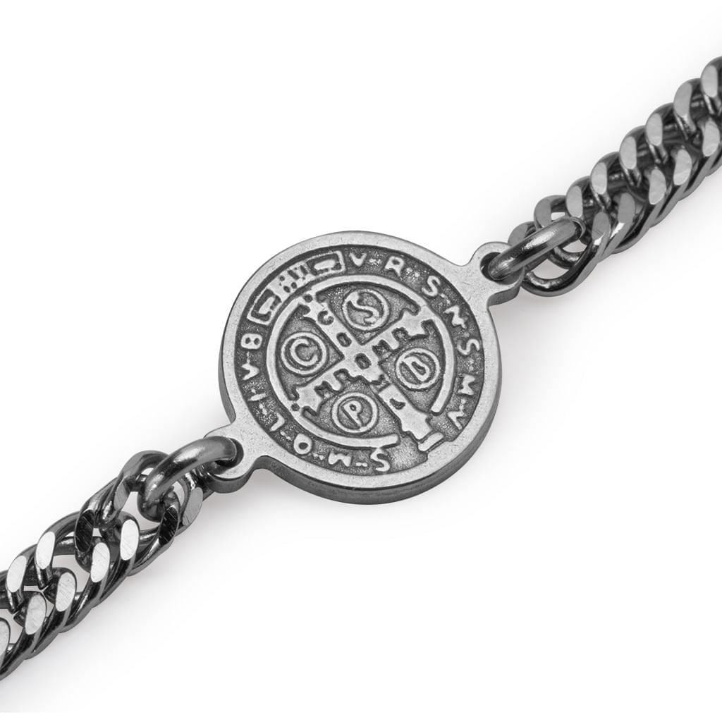 Pulseira Aco Corrente Amuleto Niquel