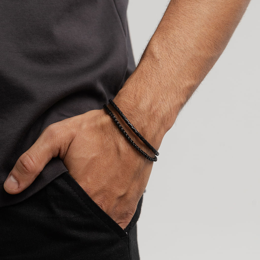 Pulseira Aço Lemmy Preto Ajustável