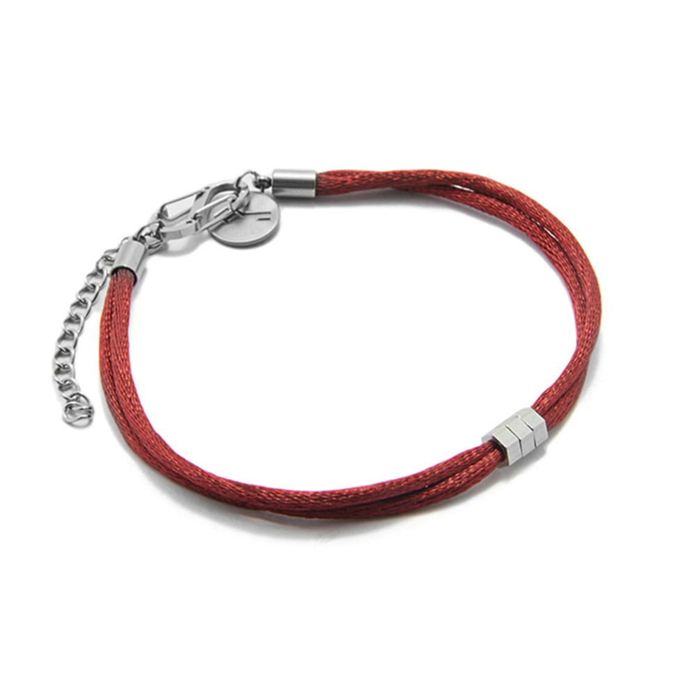 Pulseira Matiz Oasis Bordô de Cetim e Aço