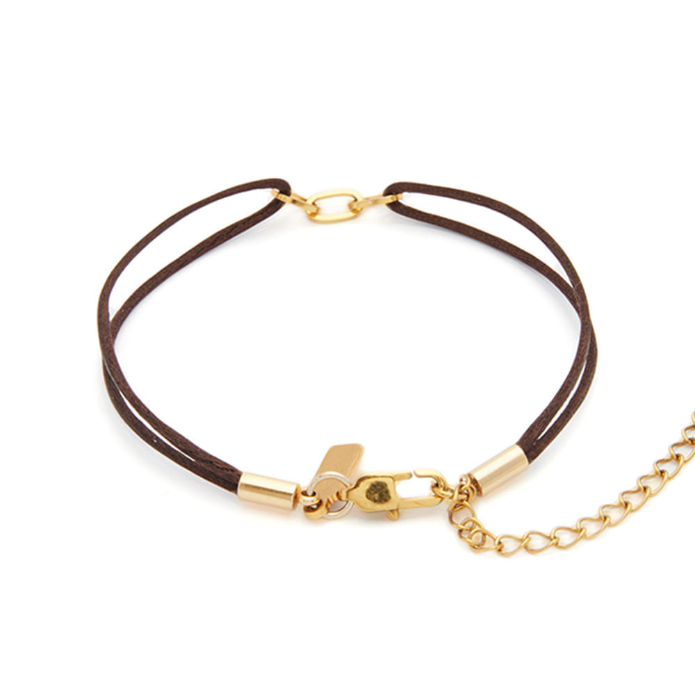 Pulseira Matiz Serena Marrom de Cetim e Aço