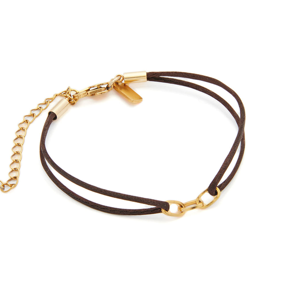 Pulseira Matiz Serena Marrom de Cetim e Aço