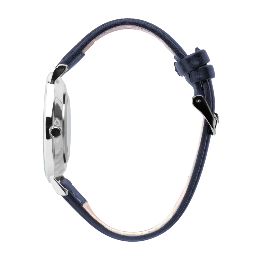 Relógio Minimalista Azul Pulseira de Couro Riverdale Blue Silver 40mm